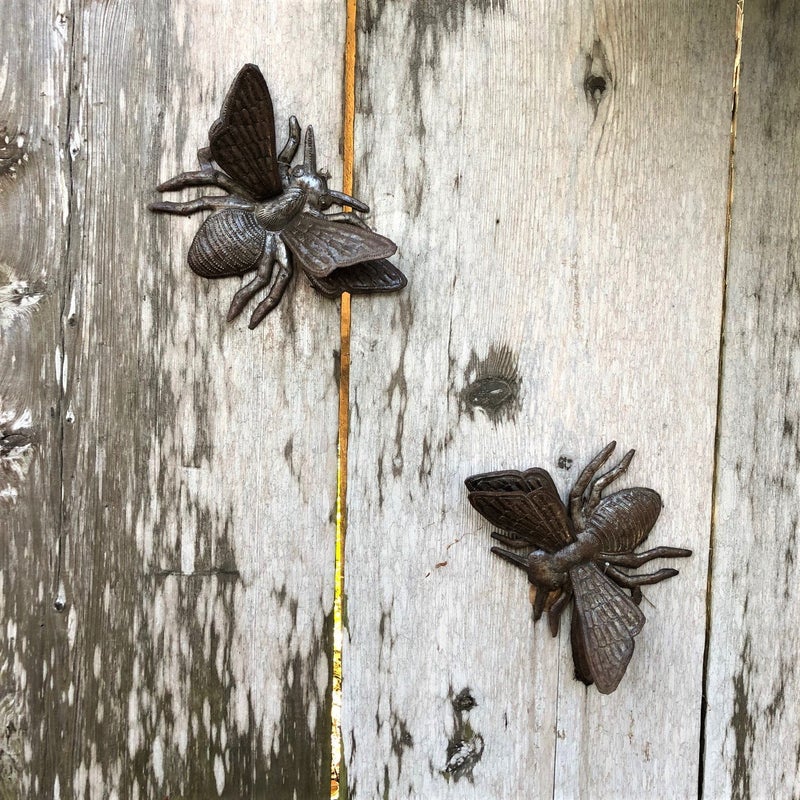 It's Cactus Buzzing Around Bumble Bee, Set of 2, Metal Bugs Wall Art, Decorative Garden Insects Home Decor, Recycled Haitian Art (Bees) - Image 5